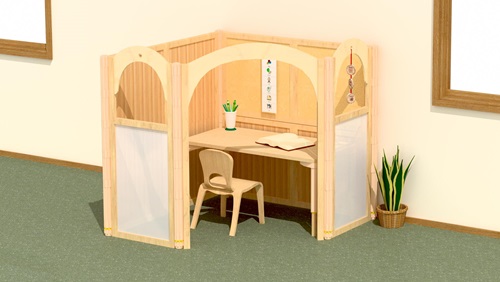 Chief drawing of compact reception workstation no storage