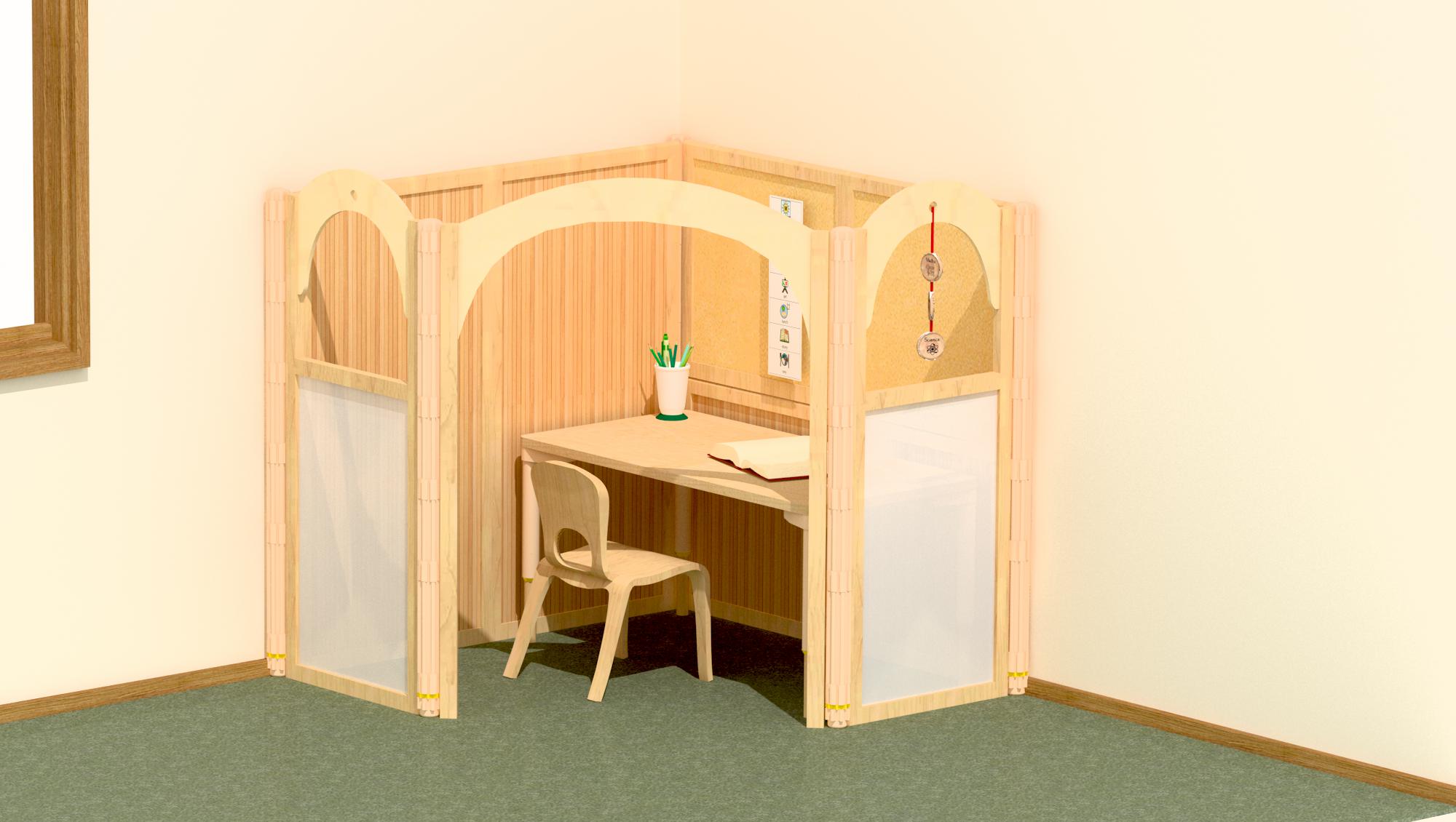 chief drawing of compact reception workstation no storage in corner